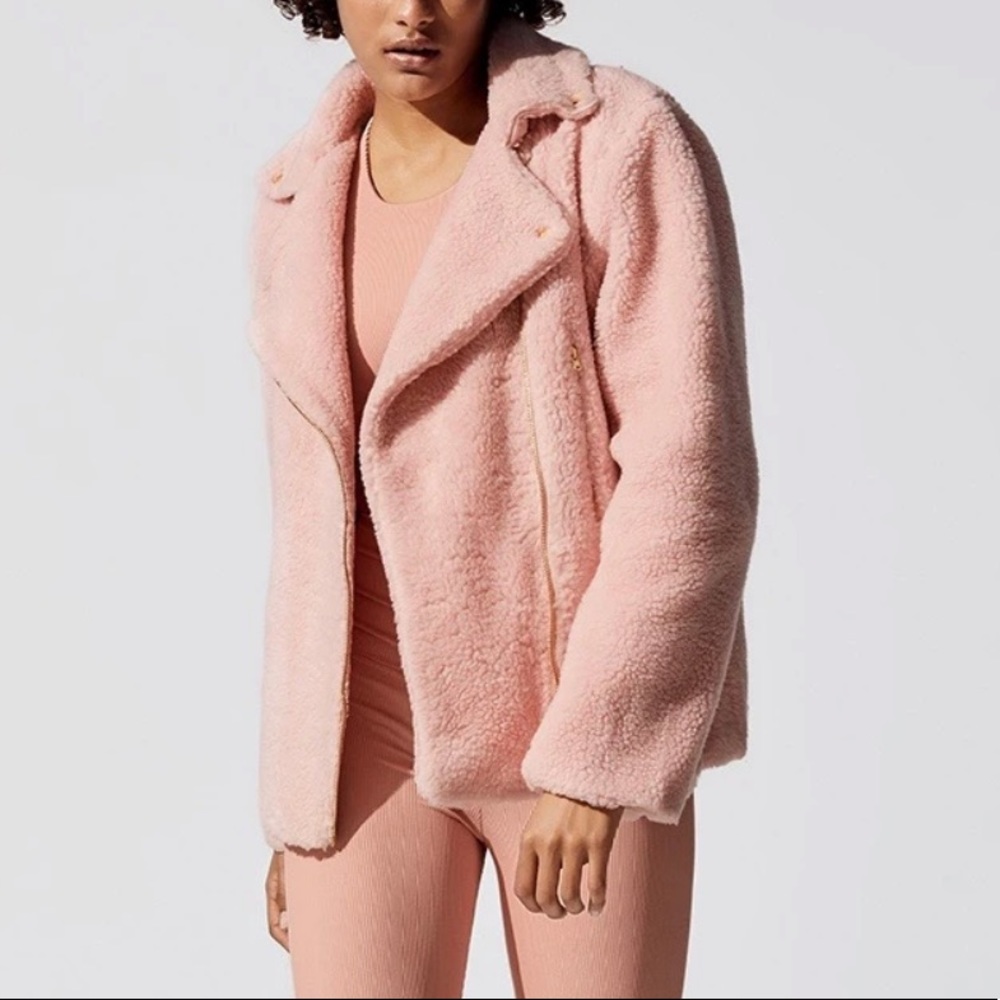 BEACH RIOT faux sherpa Moto jacket